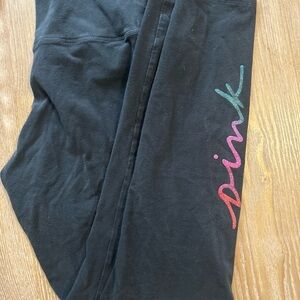 Victoria's Secret Black Joggers with Multicolor Logo